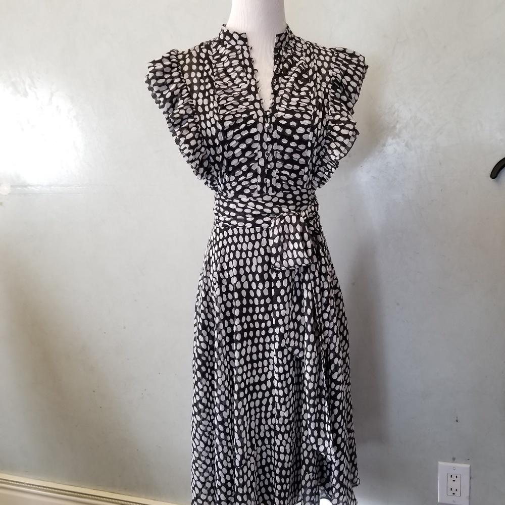 NWT Club Monaco Saffra Printed Ruffle Dress (I28) - Picture 4 of 8